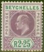 Rare Postage Stamp from Seychelles 1906 2R25 Purple & Green SG70 Fine Mtd Mint
