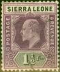 Rare Postage Stamp from Sierra Leone 1905 1 1/2d Dull Purple & Black SG88 Fine Used