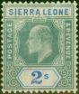 Old Postage Stamp Sierra Leone 1905 2s Green & Ultramarine SG97 Ave MM