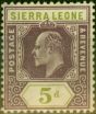 Rare Postage Stamp from Sierra Leone 1909 5d Purple & Olive-Green SG106 Fine Lightly Mtd Mint