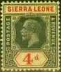 Collectible Postage Stamp from Sierra Leone 1925 4d Black & Red Pale Yellow SG137 Fine Very Lightly Mtd Mint