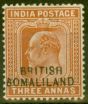 Valuable Postage Stamp from Somaliland 1903 3a Orange-Brown SG28var Broken Letter in BRITISH Fine Mtd Mint