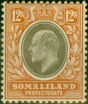 Old Postage Stamp Somaliland 1905 12a Grey-Black & Orange-Buff SG53 Fine MM