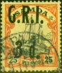 Rare Postage Stamp from Samoa 1914 3d on 25pf Black & Red-Yellow SG105 V.F.U