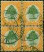 Rare Postage Stamp from South Africa 1926 6d Green & Orange SG32 Good Used Block of 4