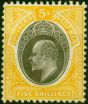 Southern Nigeria 1908 5s Grey-Black & Yellow SG30a Chalk Head Die b V.F VLMM . King Edward VII (1902-1910) Mint Stamps