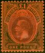 Rare Postage Stamp Southern Nigeria 1912 £1 Purple & Black-Red SG56 Ave LMM