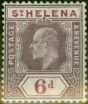 Rare Postage Stamp St Helena 1908 6d Dull & Deep Purple SG67 Fine MM