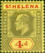 Rare Postage Stamp from St Helena 1911 4d Black & Red-Yellow SG66b Fine Mtd Mint