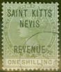 Valuable Postage Stamp from St Kitts & Nevis 1865 1s Olive SGR6 Superb Used