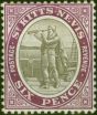 Valuable Postage Stamp St Kitts & Nevis 1908 6d Grey-Black & Deep Purple SG19a Fine LMM