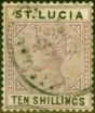 Valuable Postage Stamp from St Lucia 1891 10s Dull Mauve & Black SG52 Good Used