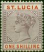 St Lucia 1891 1s Dull Mauve & Red SG50 Fine MM  Queen Victoria (1840-1901) Old Stamps