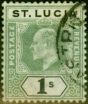 Old Postage Stamp from St Lucia 1902 1s Green & Black SG62 Good Used