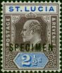Rare Postage Stamp St Lucia 1902 2 1/2d Dull Purple & Ultramarine Specimen SG60s V.F LMM