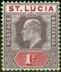Collectible Postage Stamp from St Lucia 1904 1d Dull Purple & Carmine SG66 Fine Mtd Mint