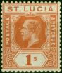 St Lucia 1920 1s Orange-Brown SG86 Fine MM  King George V (1910-1936) Old Stamps