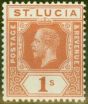 Rare Postage Stamp from St Lucia 1920 1s Orange-Brown SG86 Fine MNH