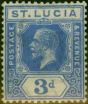 Collectible Postage Stamp St Lucia 1922 3d Bright Blue SG99 Fine VLMM