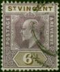 St Vincent 1902 6d Dull Purple & Olive SG81 Fine Used  King Edward VII (1902-1910) Rare Stamps