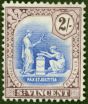 Rare Postage Stamp from St Vincent 1924 2s Blue & Purple SG139 Fine Lightly Mtd Mint