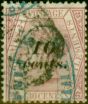 Rare Postage Stamp from Straits Settlements 1880 10c on 30c Claret SG26 Type E Sides of 0 Thicker Fine Used with Chop