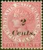 Collectible Postage Stamp from Straits Settlements 1883 2c on 4c Rose SG61 Fine & Fresh Mtd Mint
