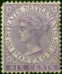 Straits Settlements 1884 6c Lilac SG66 Fine MM . Queen Victoria (1840-1901) Mint Stamps