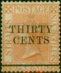 Straits Settlements 1891 30c on 32c Orange-Vermilion SG87 Good MM  Queen Victoria (1840-1901) Rare Stamps
