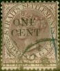 Collectible Postage Stamp from Straits Settlements 1892 1c on 12c Brown & Purple SG92 Good Used
