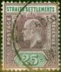 Rare Postage Stamp from Straits Settlements 1902 25c Dull Purple & Green SG116 Good Used