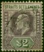 Straits Settlements 1902 $2 Dull Purple & Black SG120 Good Used King Edward VII (1902-1910) Rare Stamps