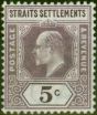 Valuable Postage Stamp Straits Settlements 1902 5c Dull Purple SG113 Fine & Fresh MM