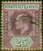 Rare Postage Stamp Straits Settlements 1905 25c Dull Purple & Green SG133a Chalk Fine Used