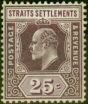 Old Postage Stamp Straits Settlements 1909 25c Dull & Bright Purple SG161 Fine LMM
