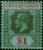 Straits Settlements 1921 $1 Black & Red-Blue SG239 Fine MM. King George V (1910-1936) Mint Stamps
