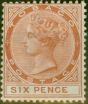 Old Postage Stamp from Tobago 1896 6d Orange-Brown SG24c Fine & Fresh Mtd Mint