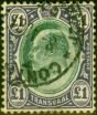 Valuable Postage Stamp from Transvaal 1908 £1 Green & Violet SG272a Fine Used