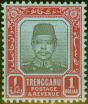 Old Postage Stamp from Trengganu 1910 $1 Black & Carmine-Blue SG15 Fine Lightly Mtd Mint