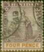 Valuable Postage Stamp Trinidad 1896 4d Dull Purple & Orange SG118 Fine Used Stamp