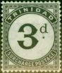 Rare Postage Stamp from Trinidad 1925 3d Black SGD20 Fine Mtd Mint