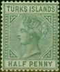 Rare Postage Stamp Turks Islands 1885 1/2d Pale-Green SG53a Fine VLMM