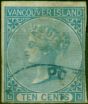Rare Postage Stamp from Vancouver Island 1866 10c Blue SG12 Good Used Scarce
