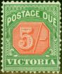 Old Postage Stamp from Victoria 1895 5s Pale Red & Yellowish Green SGD20Var Wmk Inverted Fine & Fresh Mtd Mint