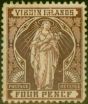 Rare Postage Stamp Virgin Islands 1899 4d Brown SG46a 'FOUR PENCF' Fine Unused Rare