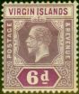 Rare Postage Stamp from Virgin Islands 1913 6d Dull & Bright Purple SG74 Fine Mtd Mint