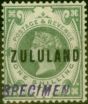 Rare Postage Stamp from Zululand 1892 1s Dull Green Specimen SG10s Fine Lightly Mtd Mint
