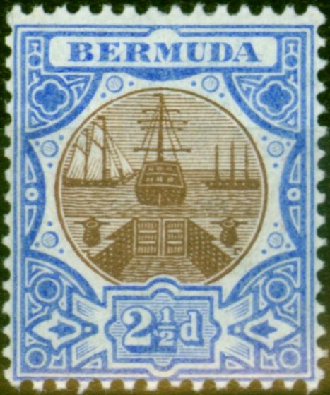 Rare Postage Stamp from Bermuda 1906 2 1/2d Brown & Ultramarine SG40 Fine & Fresh Lightly Mtd Mint