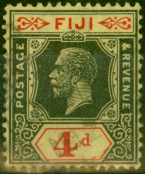 Valuable Postage Stamp Fiji 1924 4d Black & Red-Yellow SG235 Fine Used