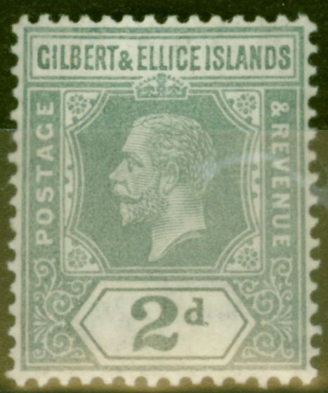 Old Postage Stamp from Gilbert & Ellice Is 1916 2d Greyish Slate SG14 V.F Very Lightly Mtd Mint